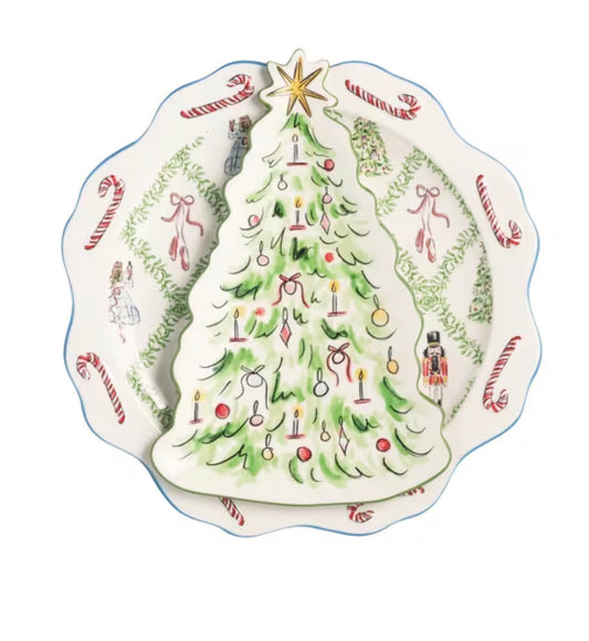 NUTCRACKER AND TREE NESTED TRAY SET