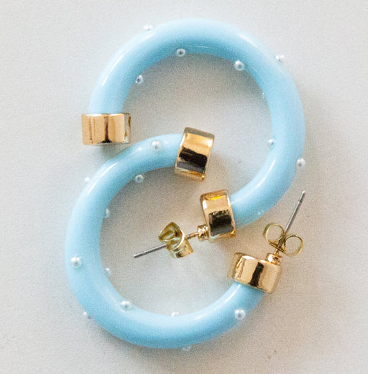 Surf Mini Hoop with Pearls