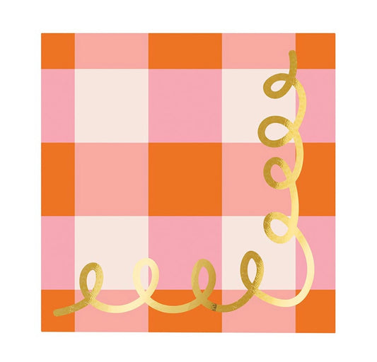 Pink Plaid Foil Napkins