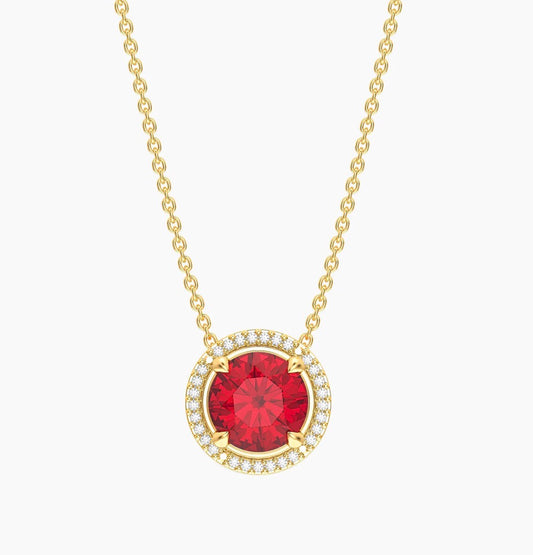 Ruby Birthstone Pendant Necklace (July)