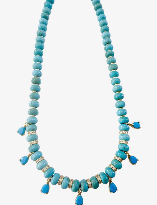 Charles Beaded Necklace- Turquoise