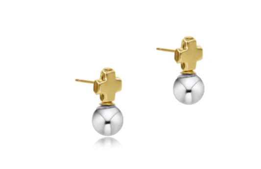 Signature Cross Mixed Metal Stud - Classic Sterling
