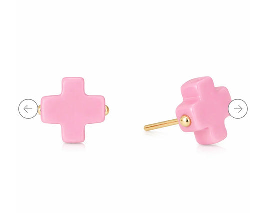 Signature Cross Stud- Bright Pink