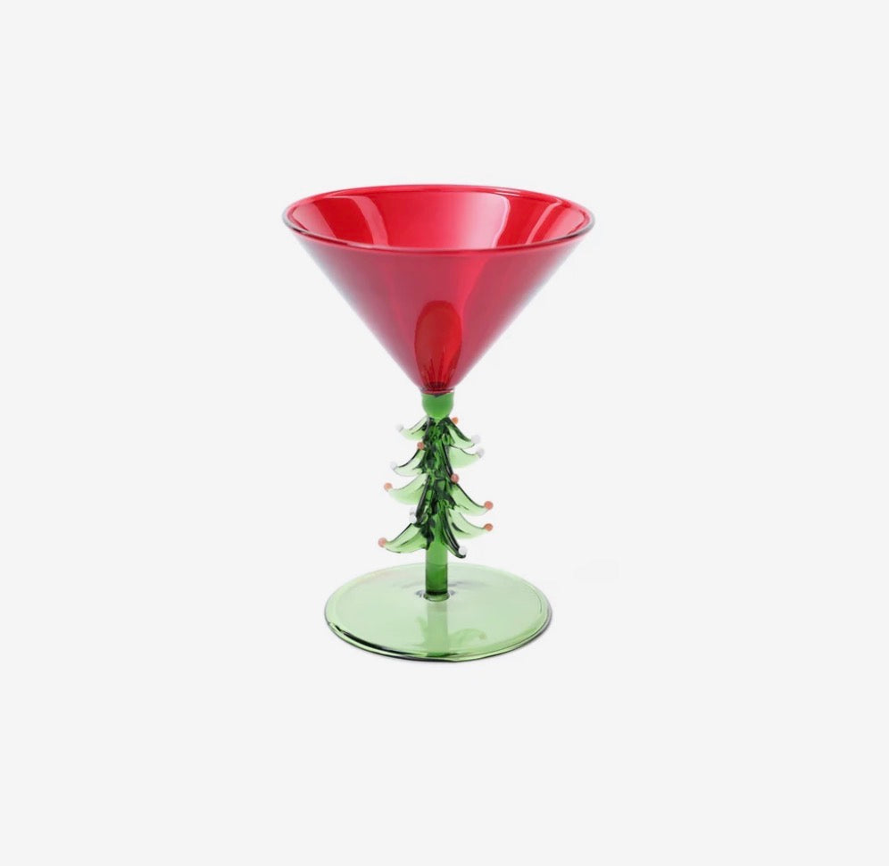 Treetop Red Christmas Martini Glass