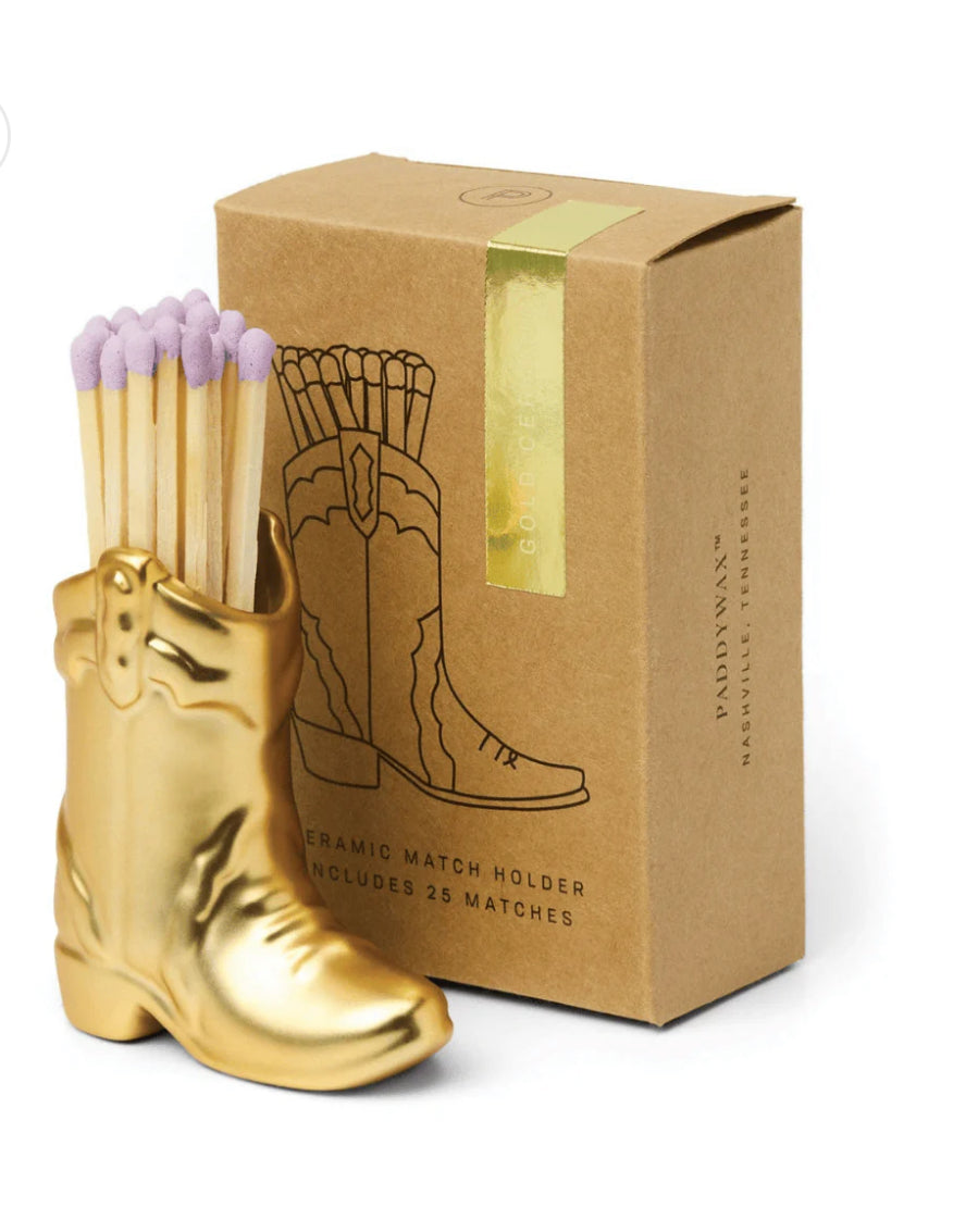 Cowboy Boot Match Holder - Metallic Gold & Purple