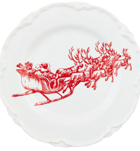 Red and White Dessert Plate