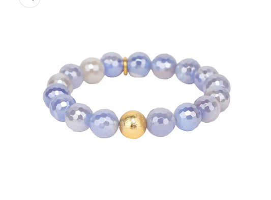 Melange Beaded Bracelet- Aquamarine