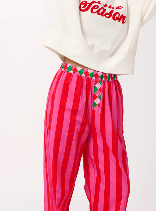 Festive Stripe Boxer Pant- Red