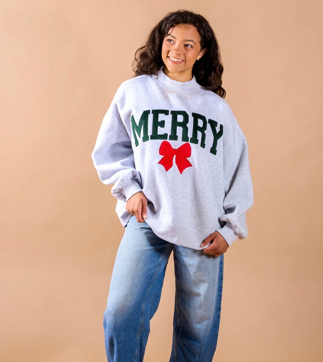 Merry Bow Mockneck Sweatshirt