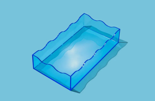 Rectangle Wavy Blue Tray