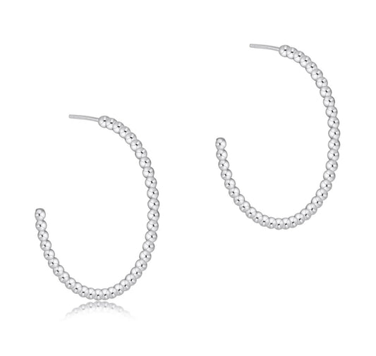 beaded classic 1.25" post hoop - 2mm sterling