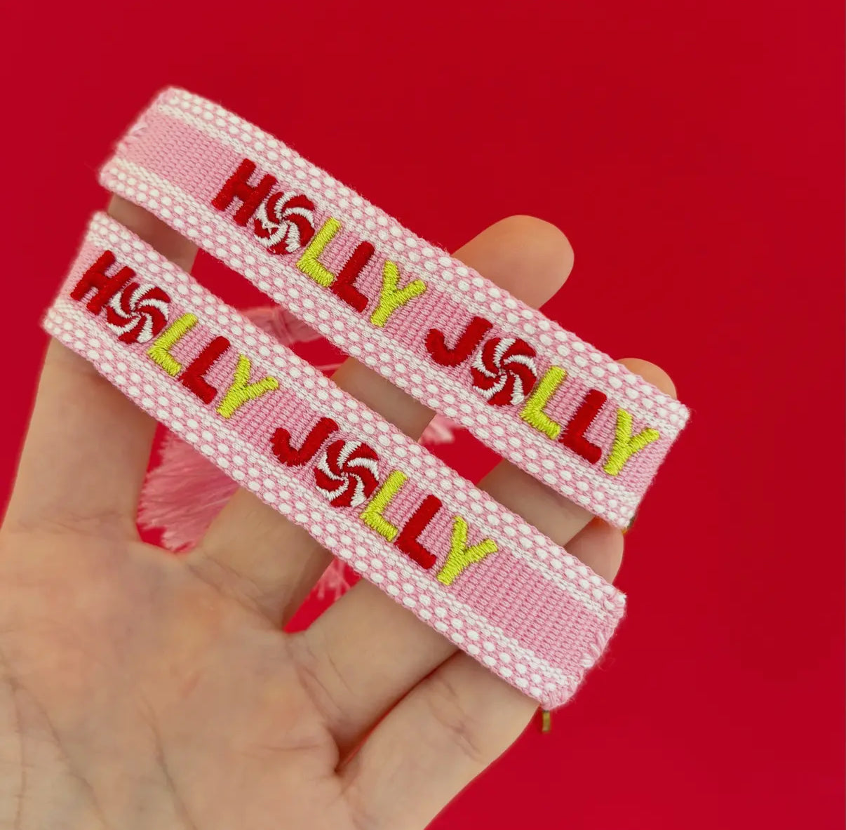 Holly jolly Christmas MINI tassel bracelet