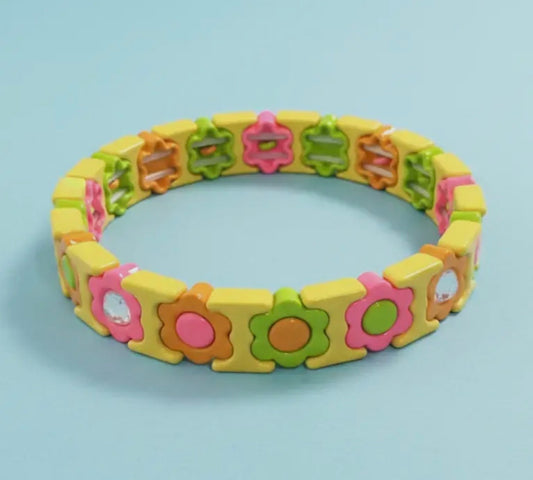 Floral Enamel Stretch Bracelet- Florence