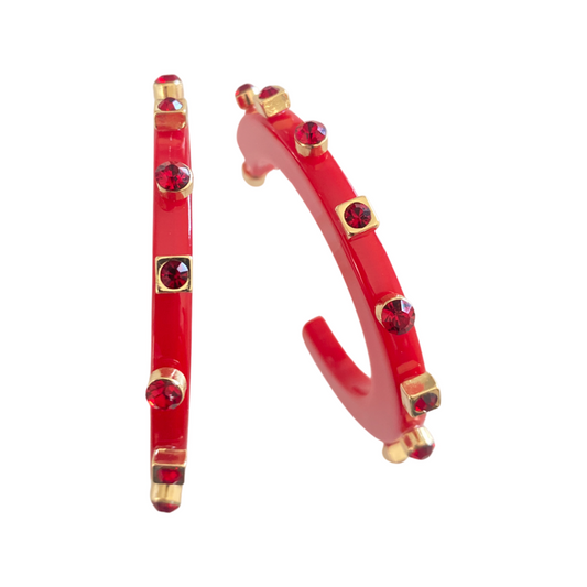 City Girl Jewel Hoop- Home Team Red