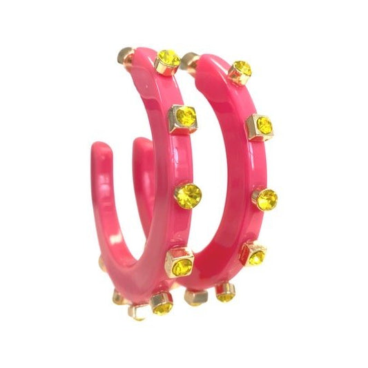 City Girl Jewel Hoop - Rouge / Yellow