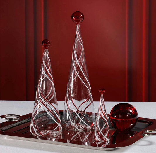 Red Swirl Glass Trees