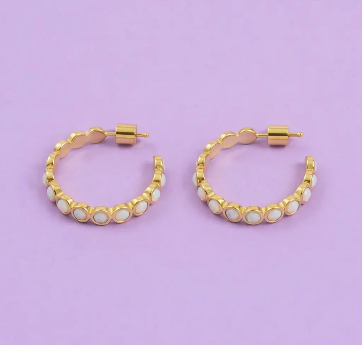 Mabel Opal Hoop Earrings