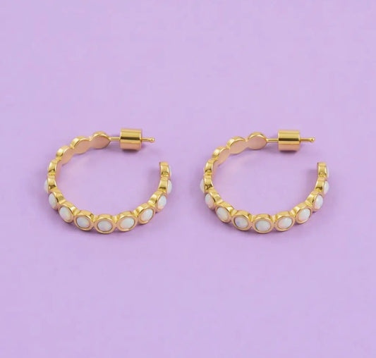 Mabel Opal Hoop Earrings