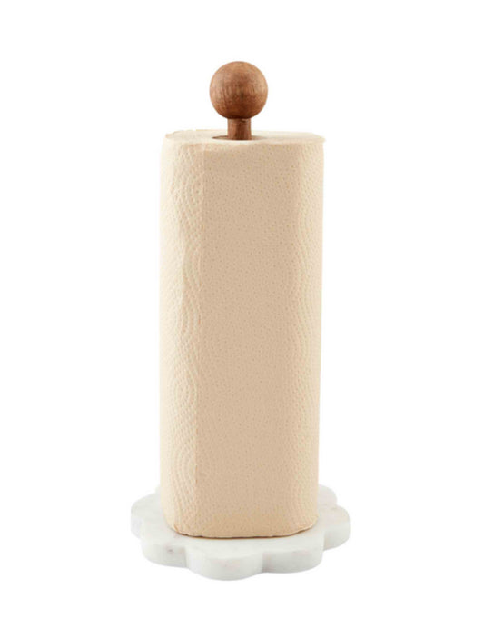 Wood and Marble Paper Towel Holder
