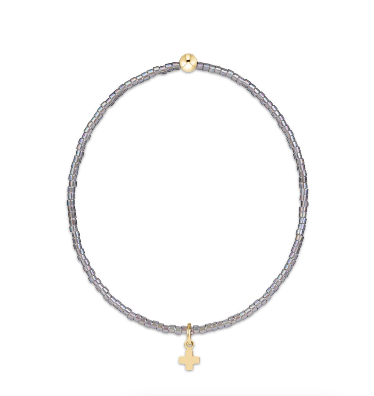hope classic morning mist bracelet - signature cross small gold charm