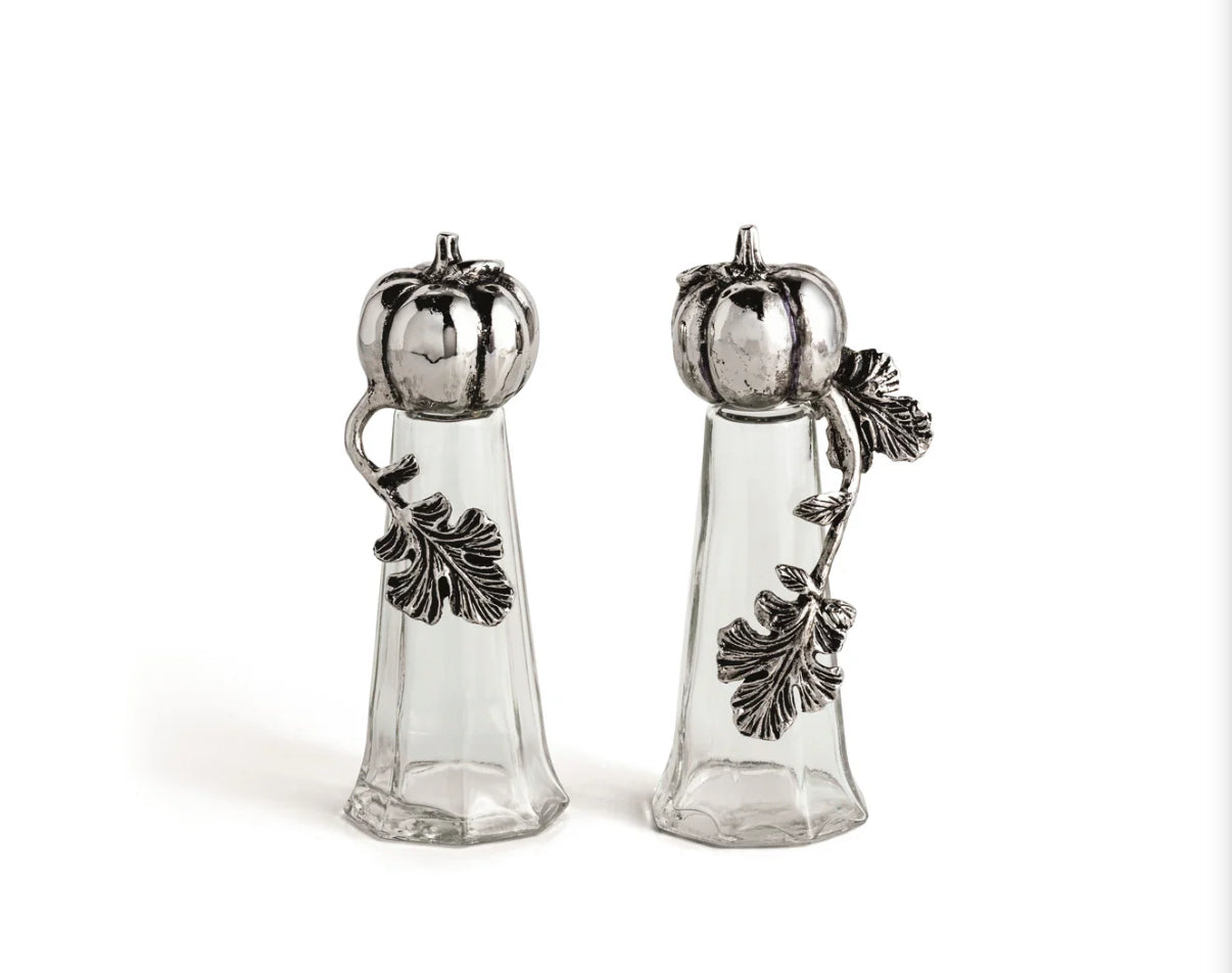 Glass and Metal Pumpkin Salt and Pepper Shakers