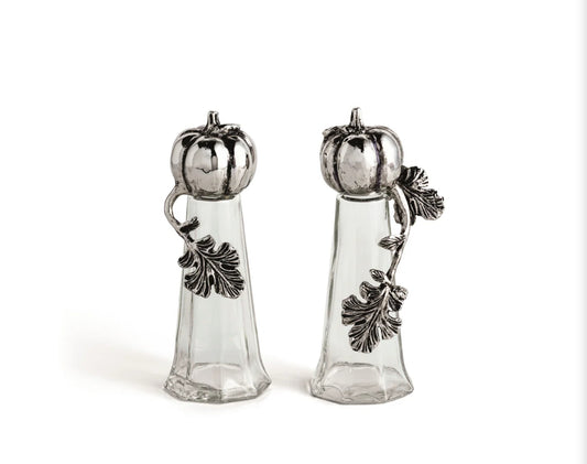 Glass and Metal Pumpkin Salt and Pepper Shakers