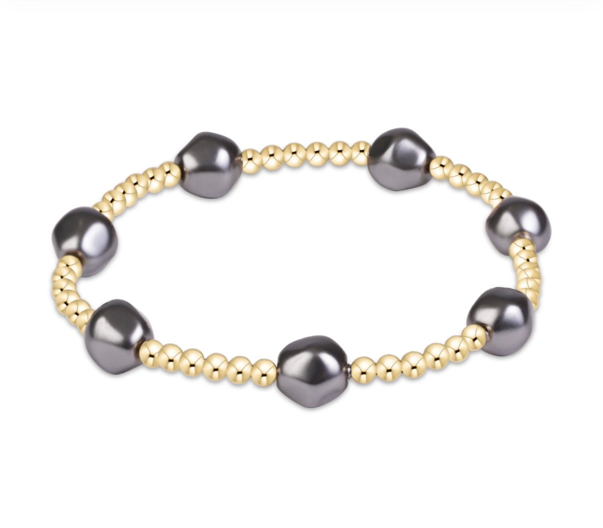 admire pearl dark grey 3mm gold bracelet