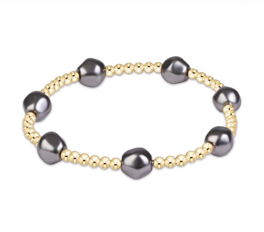 admire pearl dark grey 3mm gold bracelet
