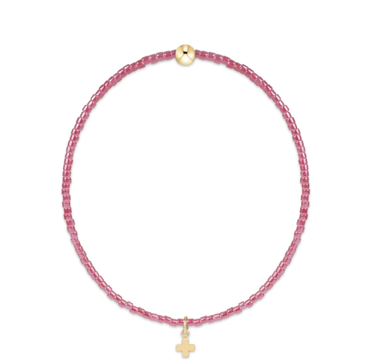 hope classic pink champagne bracelet - signature cross small gold charm