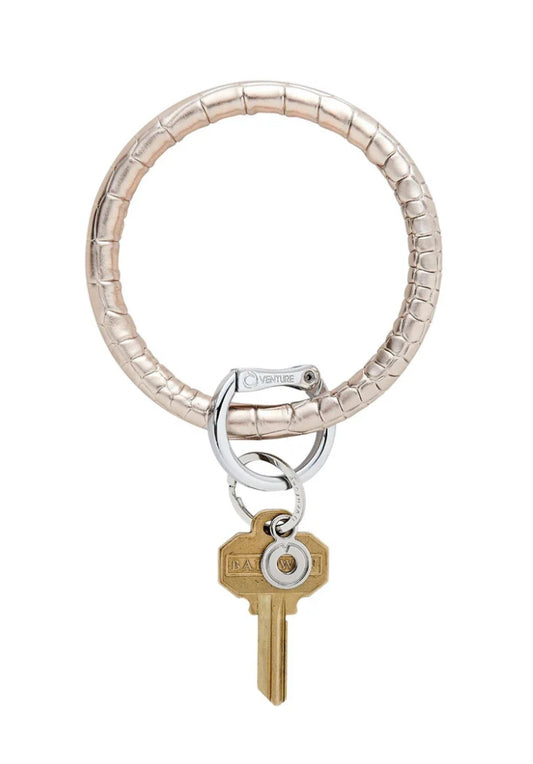 Leather Big O® Key Ring - Champagne Croc Embossed