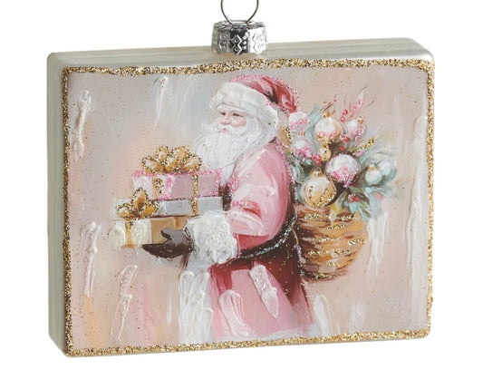 4" Twilight Tidings Santa Rectangle Ornament