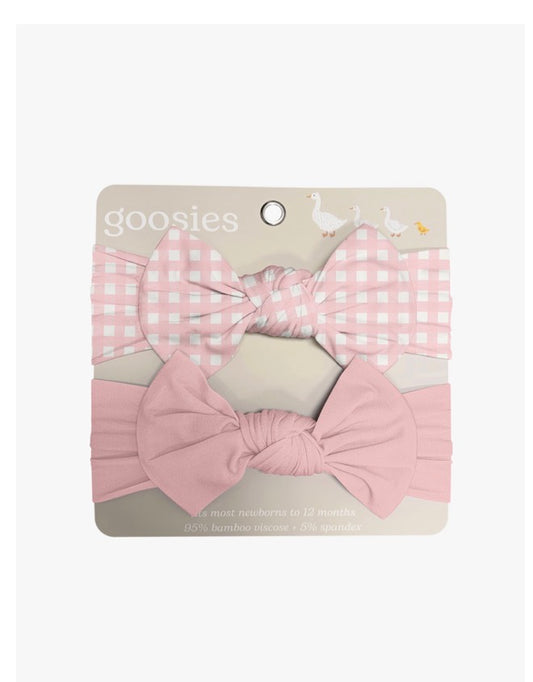 Headband with Bow Set- Gingham Cottage Pink