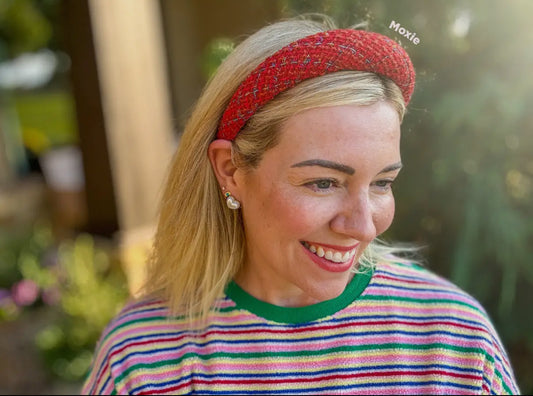 Tweed Headband- Red