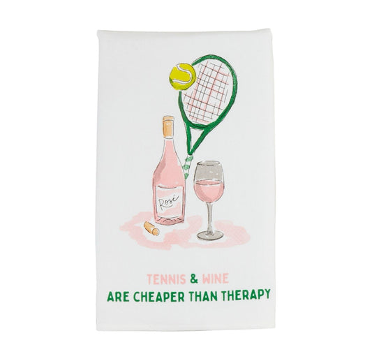 Tennis & Wine Tea Towel