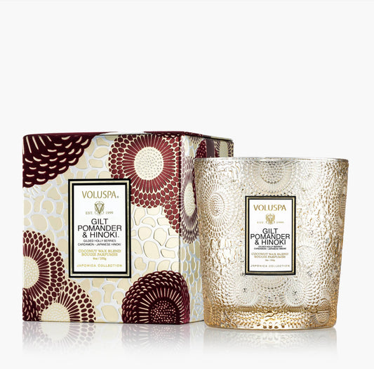 Gilt Pomander and Hinoki Boxed Candle 9oz