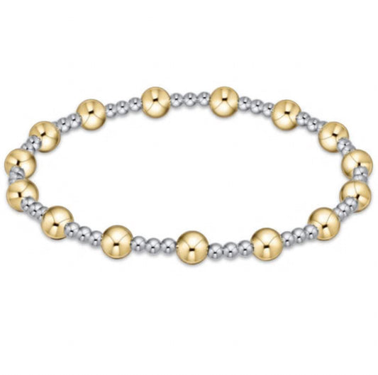 EXTENDS - CLASSIC SINCERITY PATTERN 5MM BEAD BRACELET - MIXED METAL