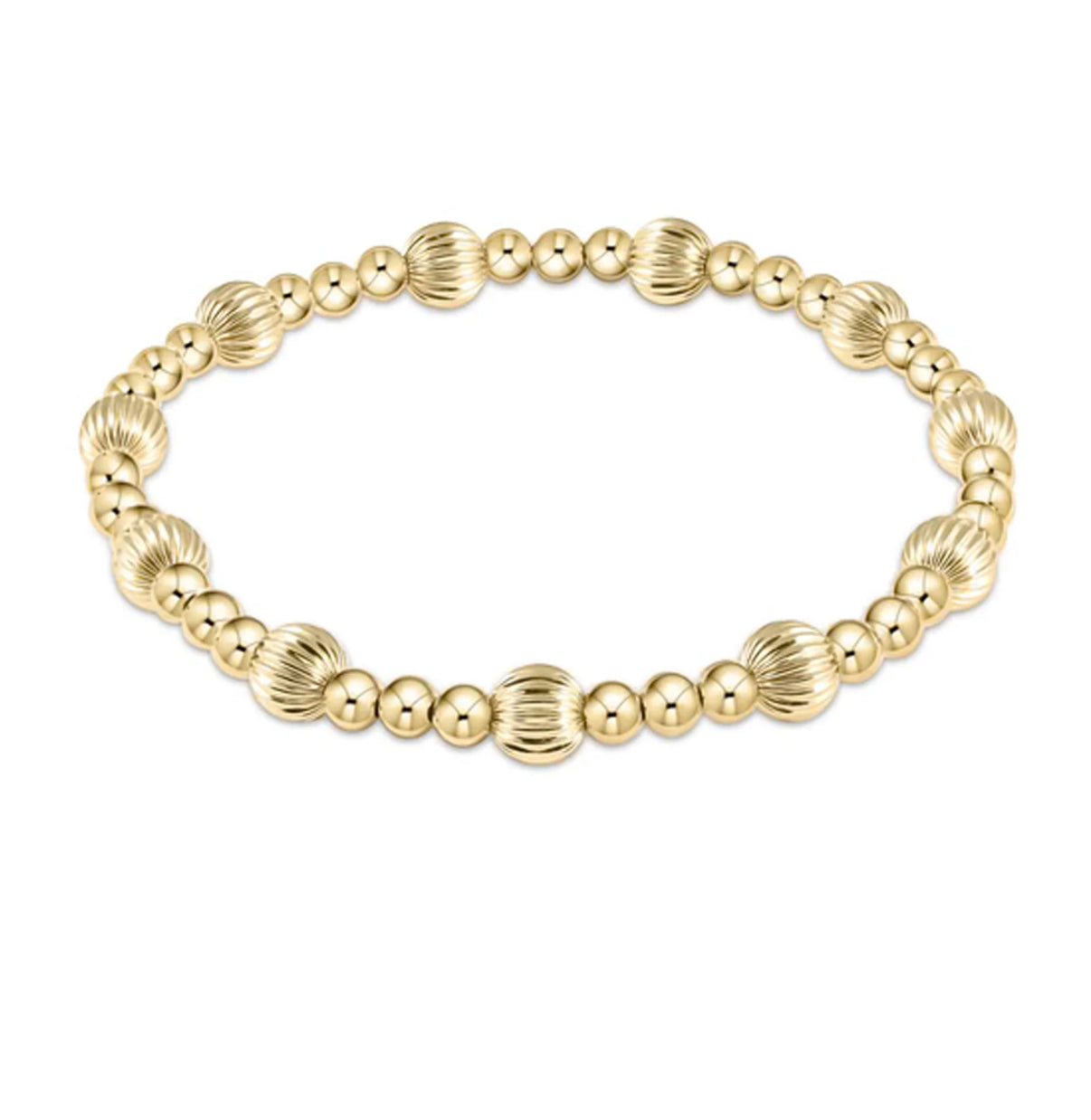 Extends Dignity Sincerity Pattern 6mm Bead Bracelet- Gold