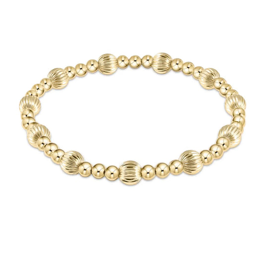 Extends Dignity Sincerity Pattern 6mm Bead Bracelet- Gold