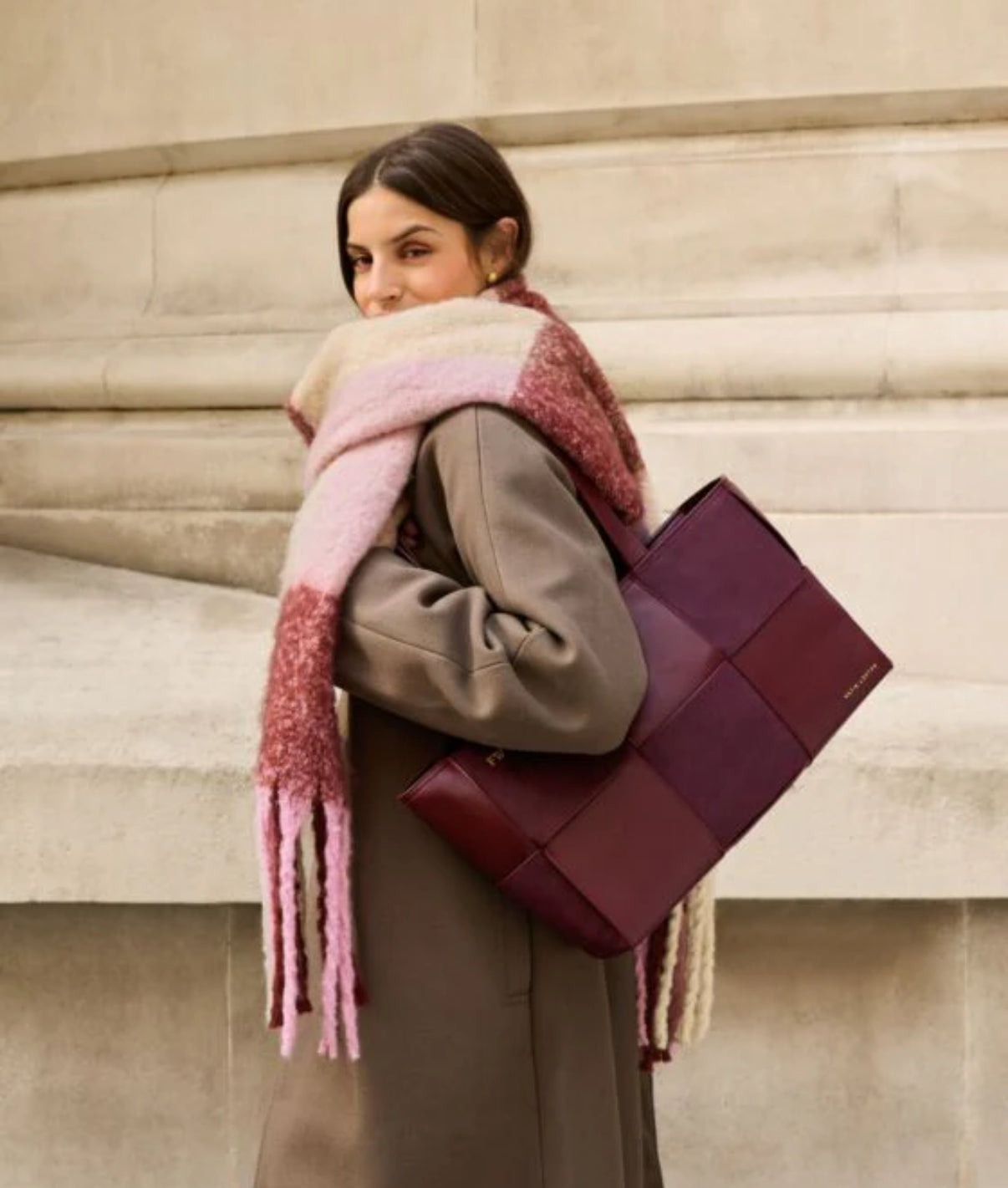 Checked Tassel Scarf