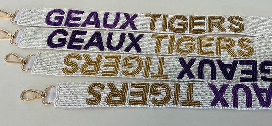 Beaded Purse Strap-Geaux Tigers