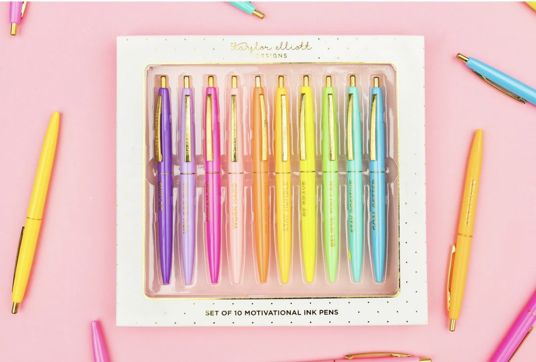 Motivational Set of 10 Colored Gel Pens