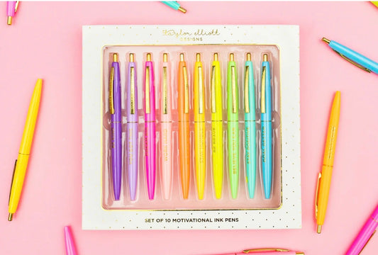 Motivational Set of 10 Colored Gel Pens
