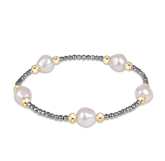 purpose pearl dark grey 6mm dignity gold bracelet