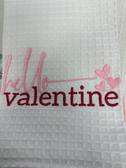 Hello Valentine Tea Towel
