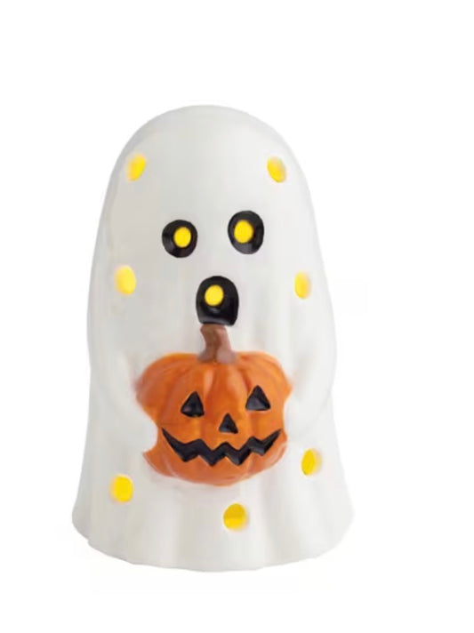 Ghost with Pumpkin Light Up Sitter
