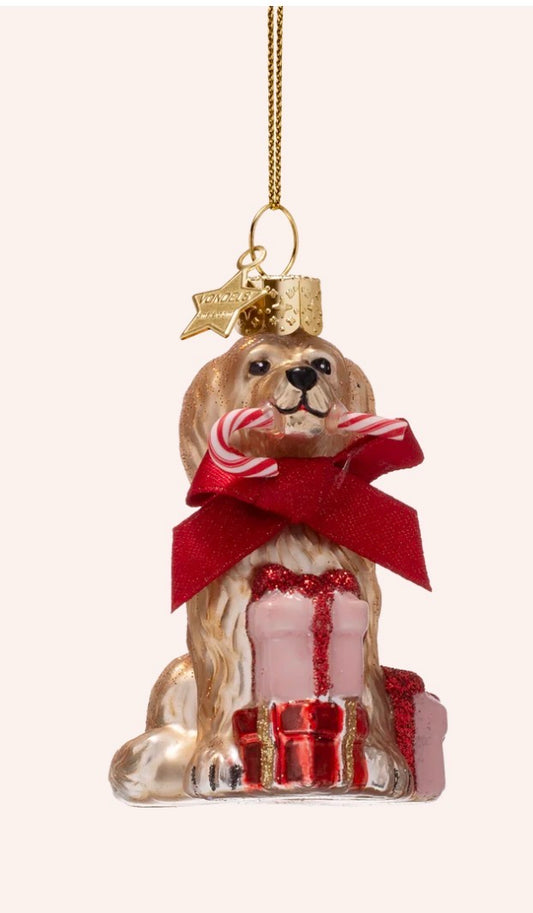 Dog with Candy Cane Ornament