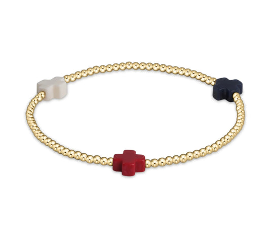 Signature Cross Gold Pattern 2mm Bead Bracelet- Friecracker