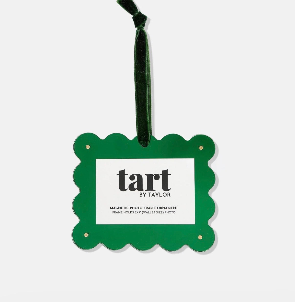 Scalloped Frame Ornament - Green Chrome