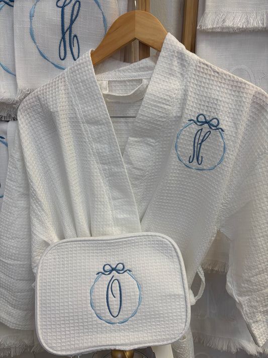 Initial Waffle Bath Robe
