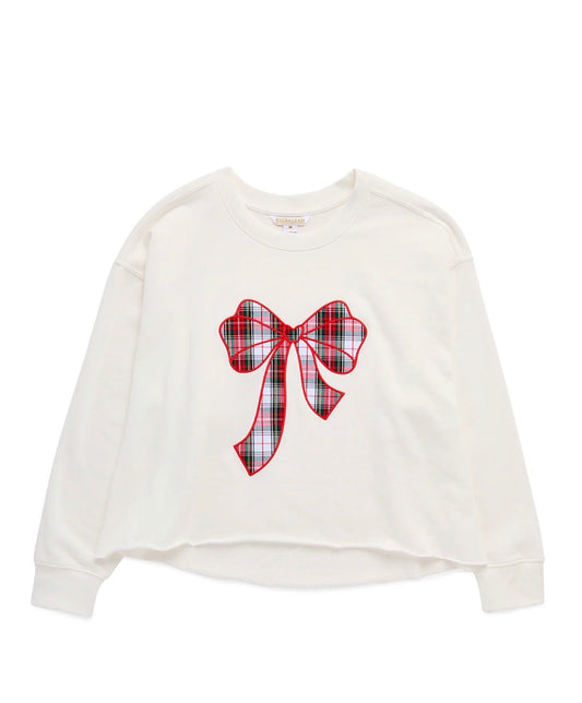 Tartan Bow Relaxed Sweatshirt